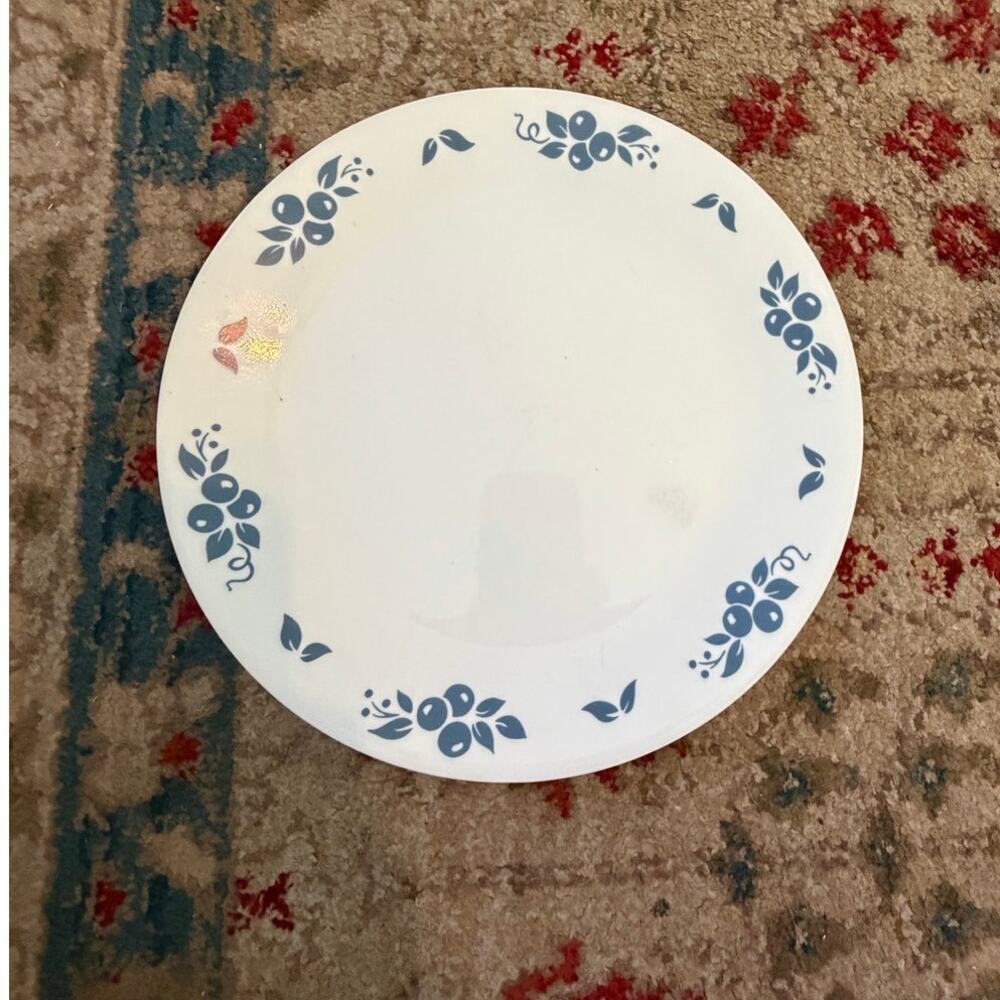 Corelle By Corning "Brook" Blueberry White Dinner Plates 10 1/2"